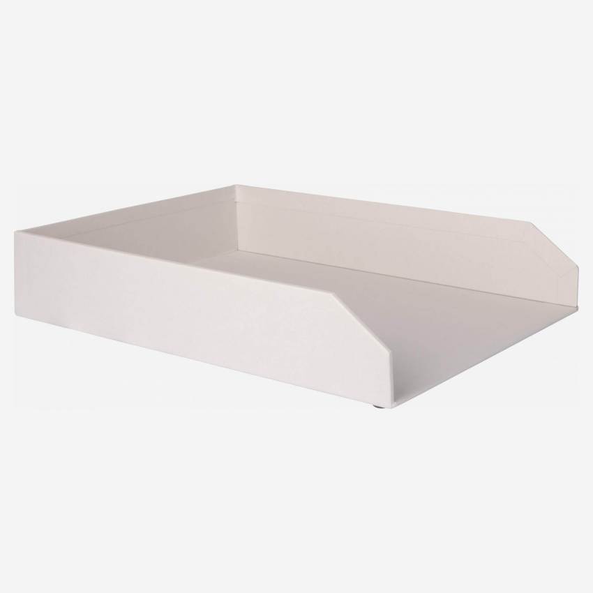 Lote de 2 tabuleiros de secretária empilháveis em cartão – 23,5 x 6,5 x 32 cm – Cinzento