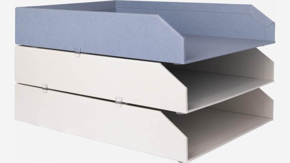 2er-Set stapelbare Briefablagen aus Pappkarton – 23,5 x 6,5 x 32 cm – Grau