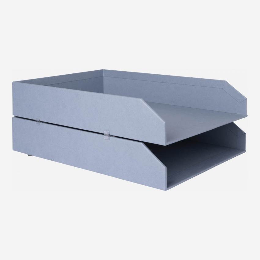 Set di 2 contenitori di cartone impilabili - 23,5 x 6,5 x 32 cm - Blu