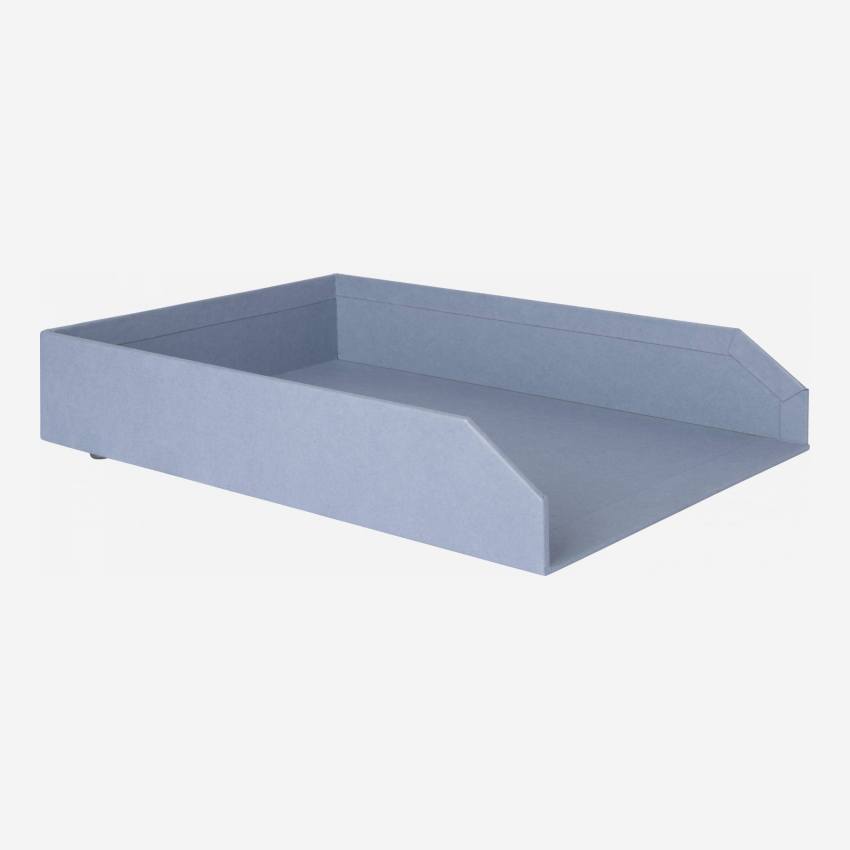 Lote de 2 tabuleiros de secretária empilháveis em cartão – 23,5 x 6,5 x 32 cm – Azul