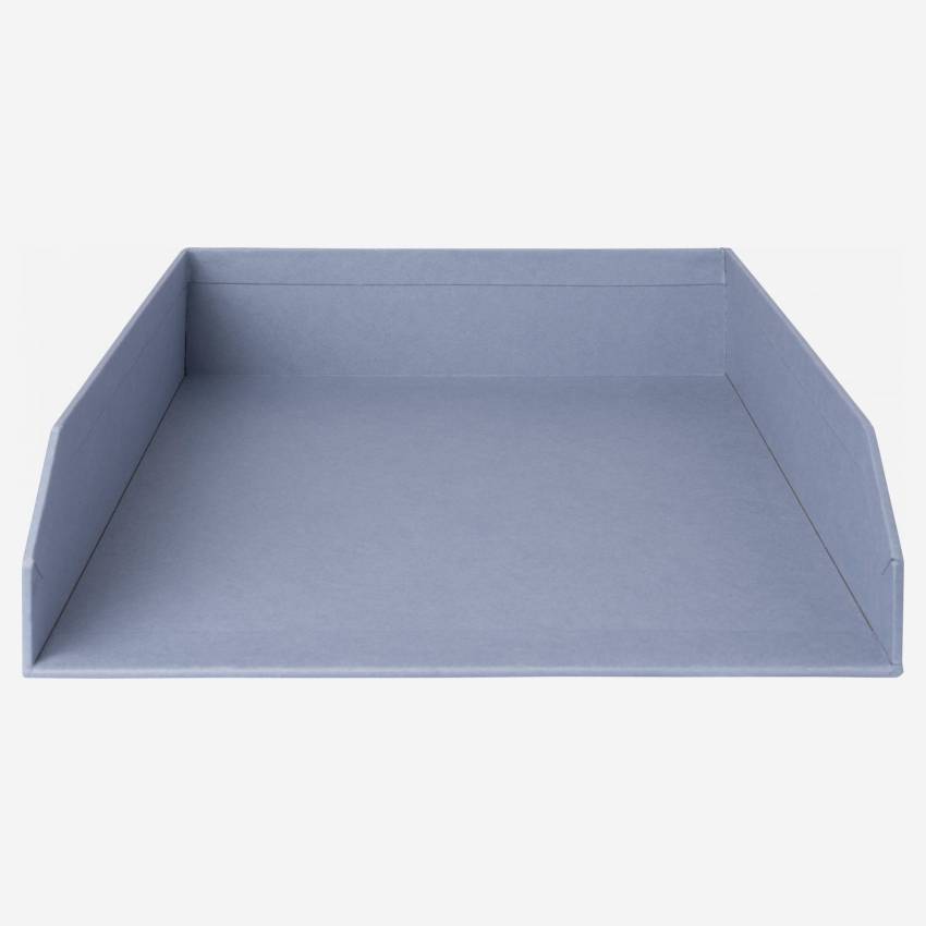 2er-Set stapelbare Briefablagen aus Pappkarton – 23,5 x 6,5 x 32 cm – Blau