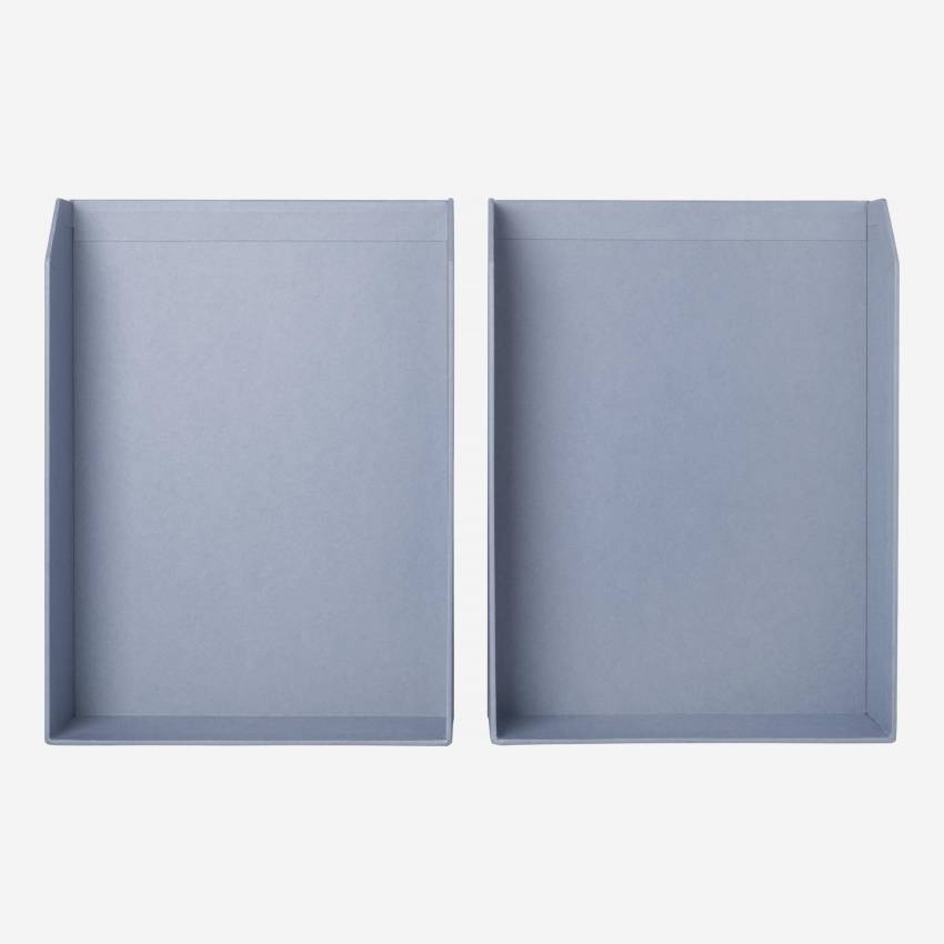 Set 2 bandejas apilables de cartón – 23,5 x 6,5 x 32 cm – Azul