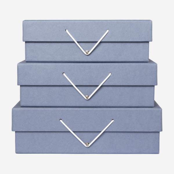 Lot de 3 boîtes gigognes en carton – Bleu