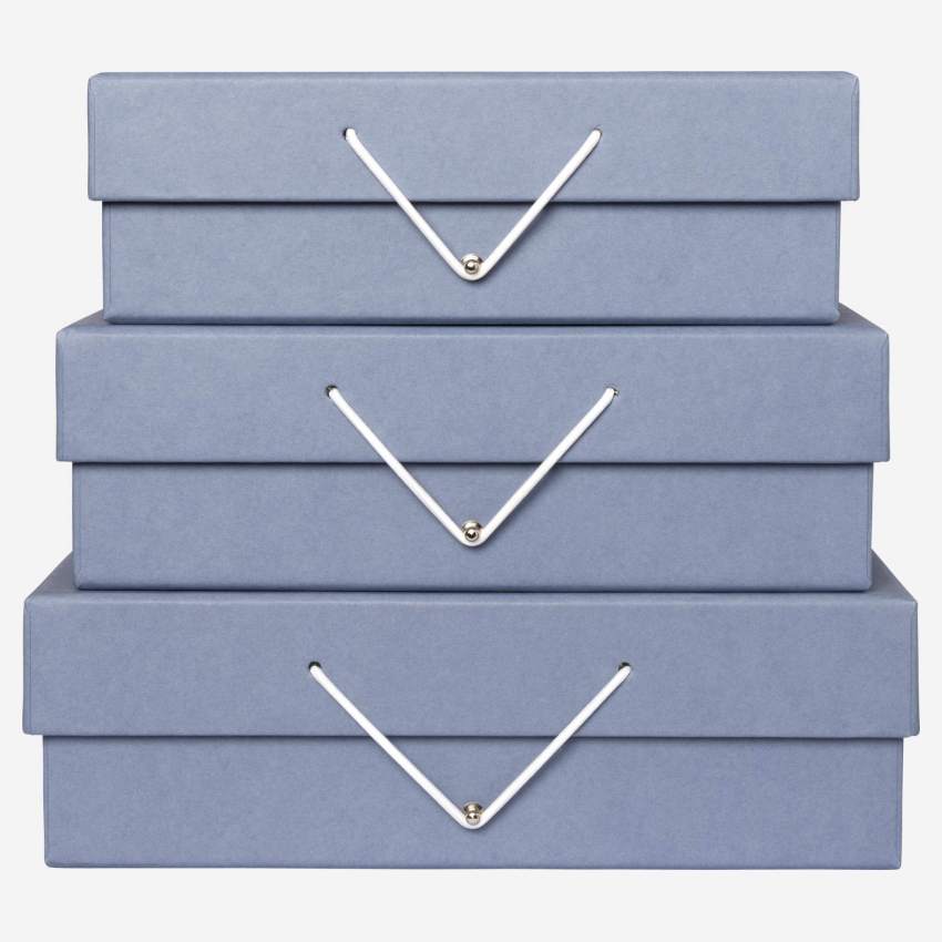 Set van 3 nestbare kartonnen dozen - Blauw