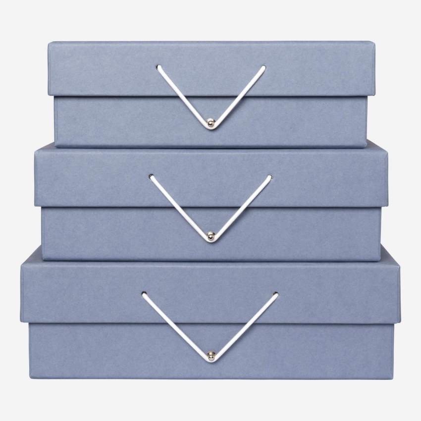 Set van 3 nestbare kartonnen dozen - Blauw