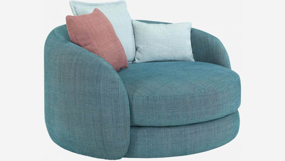 Rundes, drehbares Sofa aus Stoff - Hellblau