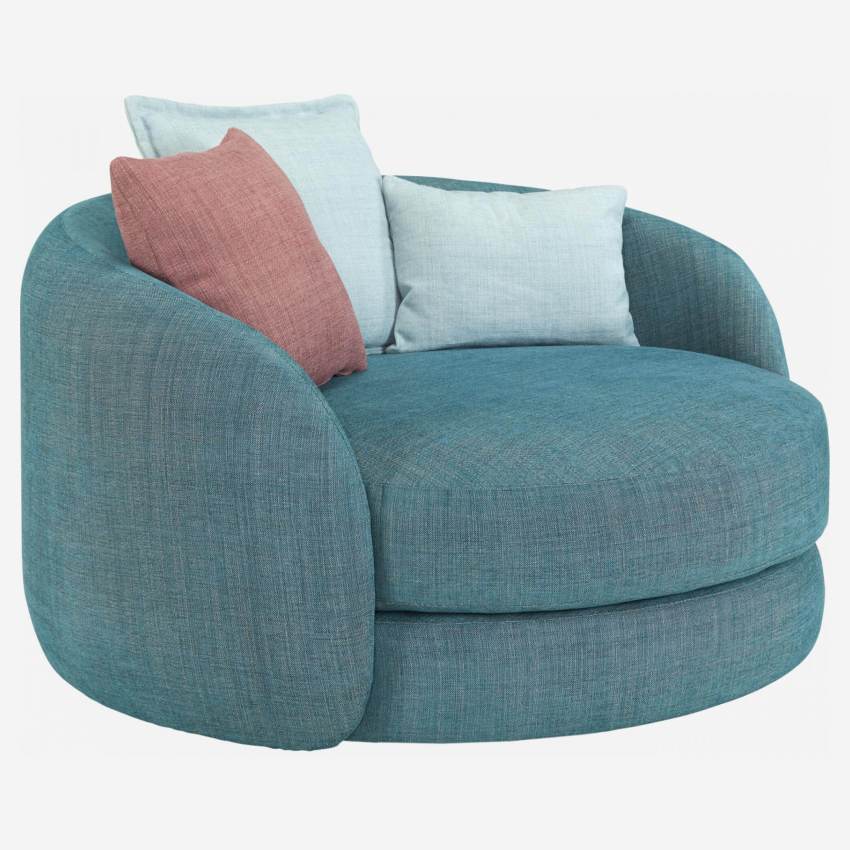 Rundes, drehbares Sofa aus Stoff - Hellblau