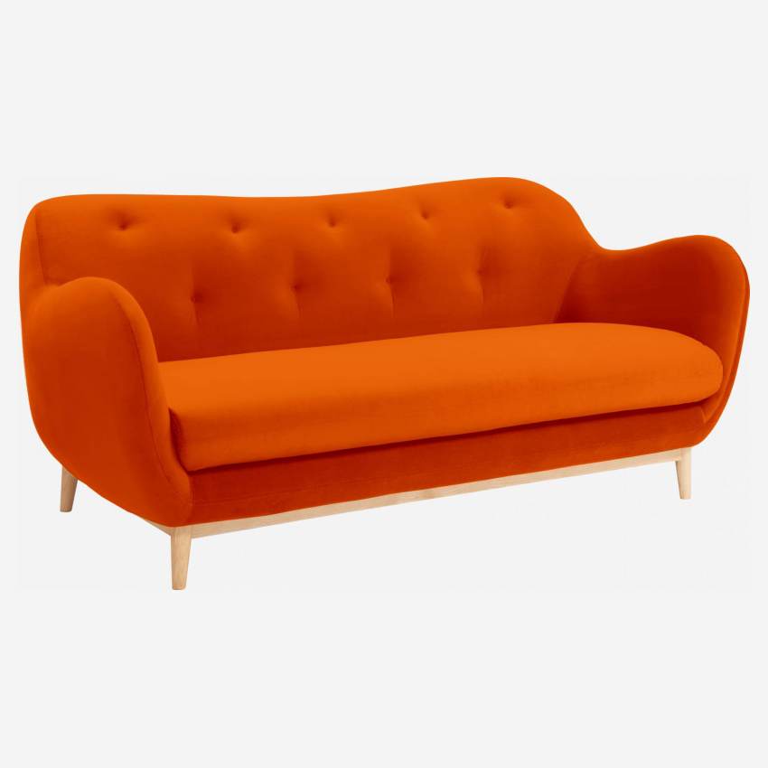 Sofá em veludo laranja de 3 lugares - Design by Adrien Carvès