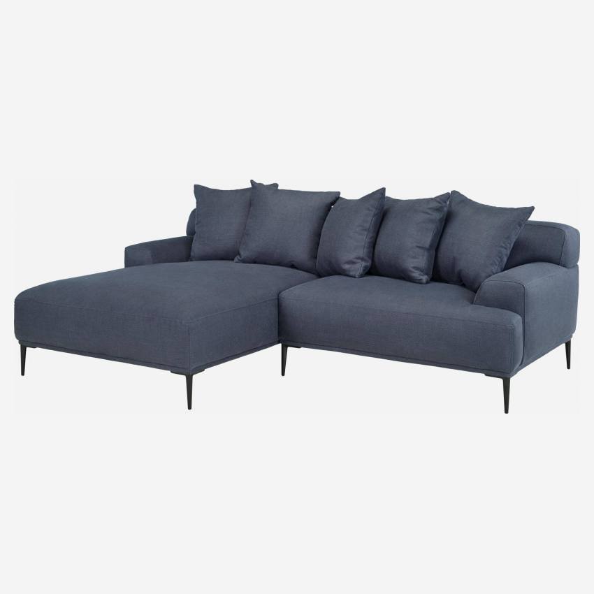 2-Sitzer-Sofa aus Leinen mit linker Ecke - Blau