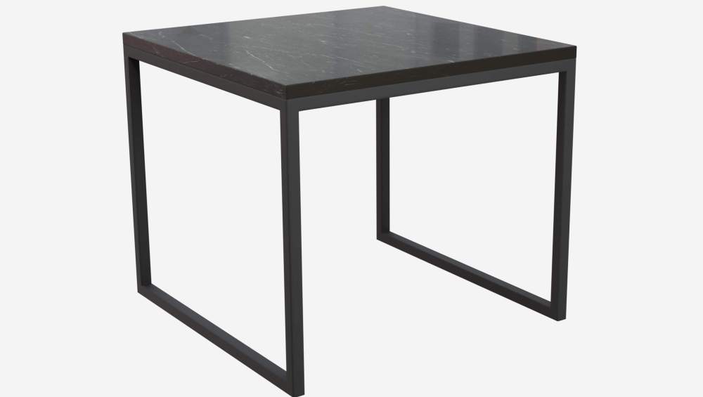 Table d'appoint carrée avec plateau en marbre - Noir