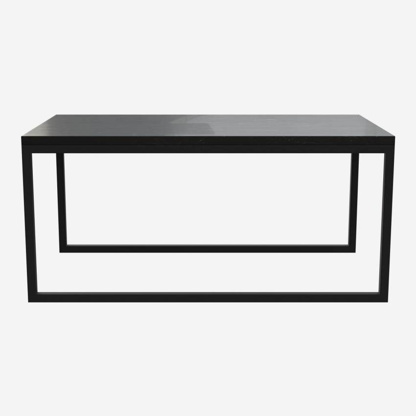 Mesa de apoio rectangular com tampo de mármore - Preto