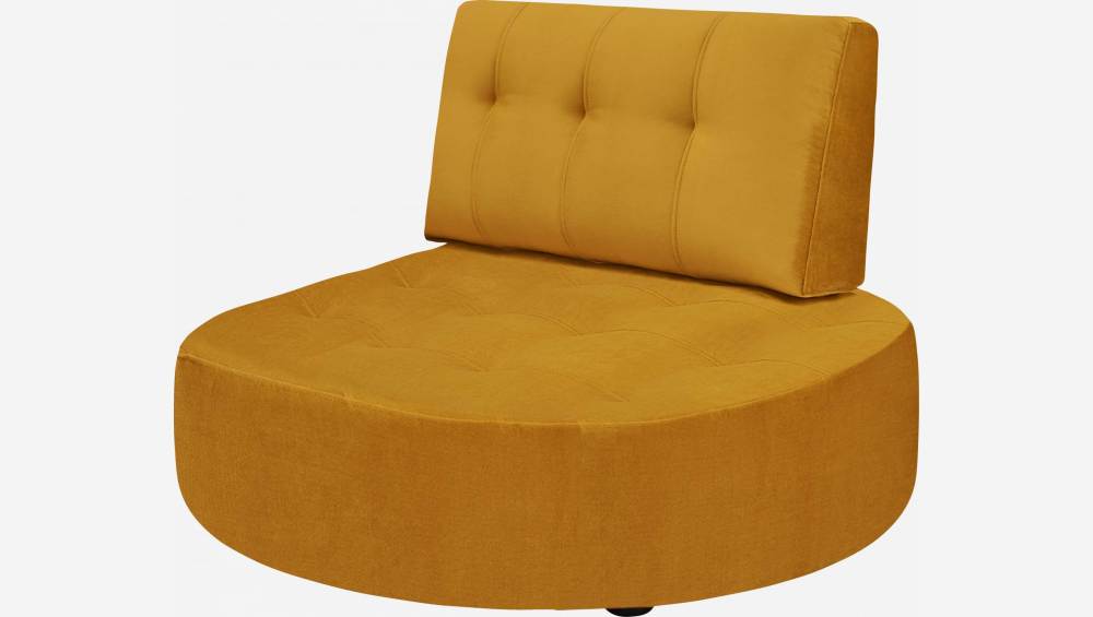 Chaise longue redonda direita de veludo - Amarelo mostarda