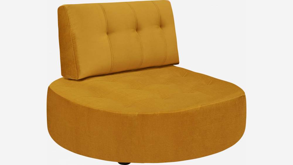 Chaise longue redonda esquerda de veludo - Amarelo mostarda