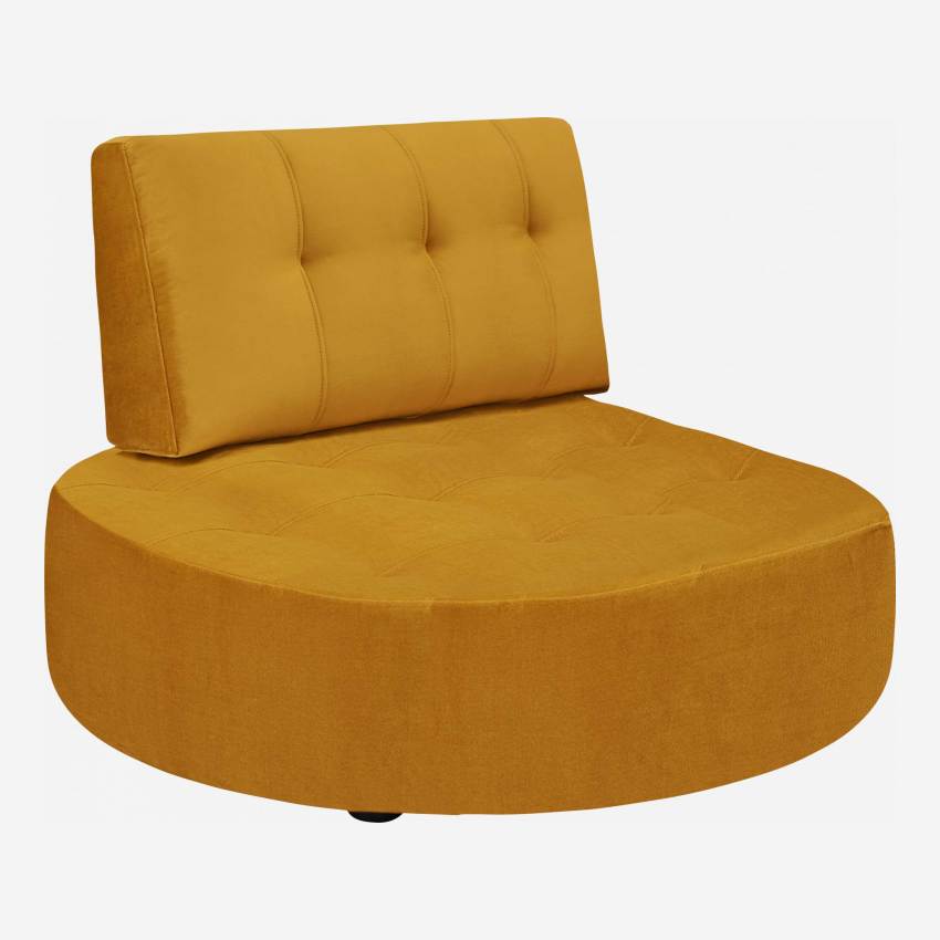 Chaise longue redonda esquerda de veludo - Amarelo mostarda
