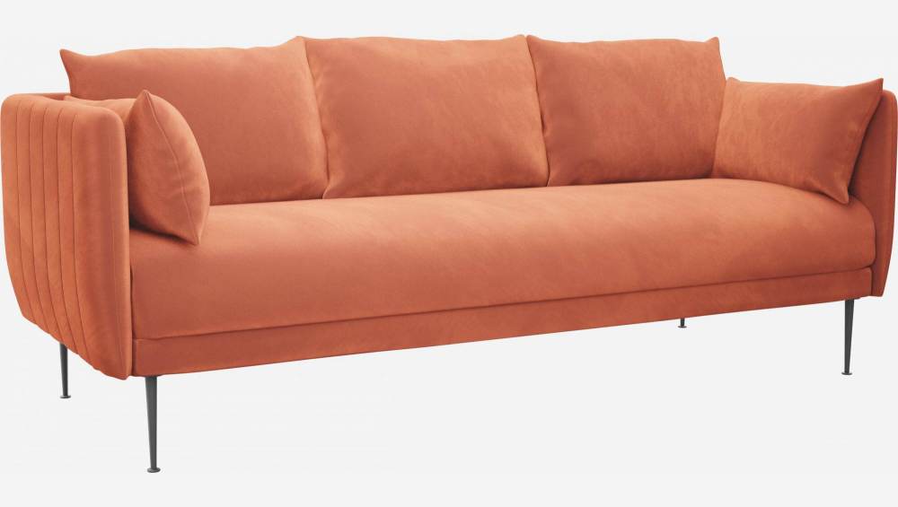 3-Sitzer-Sofa aus Samt - Rosafarben