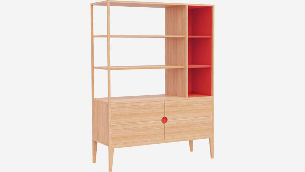 Bücherregal aus Eiche - Naturfarben und Orange - Design by Adrien Carvès