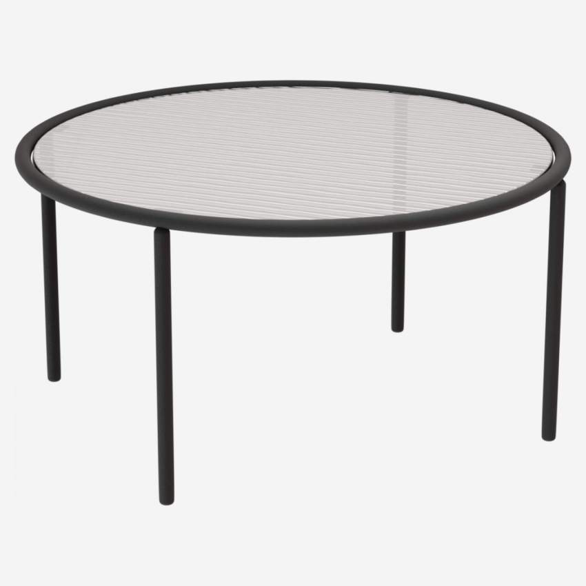 Tavolino in acciaio e vetro ondulato - 80 x 42 cm