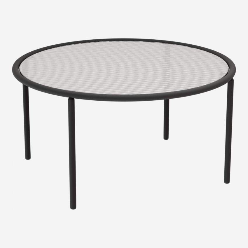 Tavolino in acciaio e vetro ondulato - 80 x 42 cm
