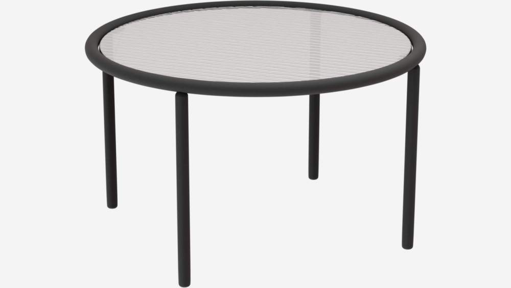 Table basse ronde en acier et verre ondulé - 60 cm