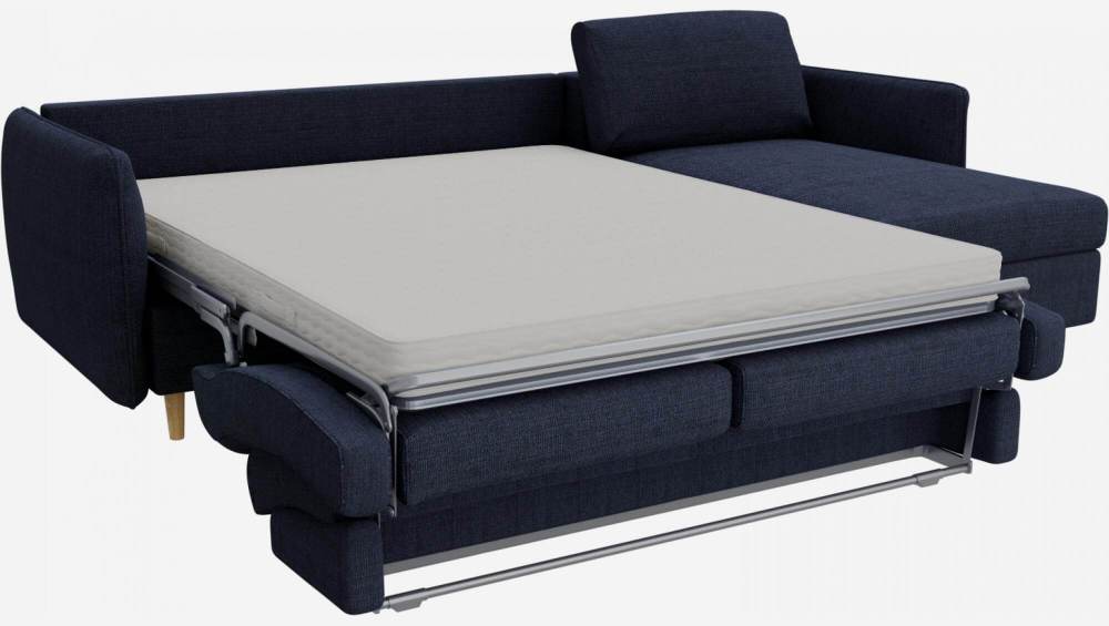 Sofá cama de ángulo 3 plazas de tela - Azul
