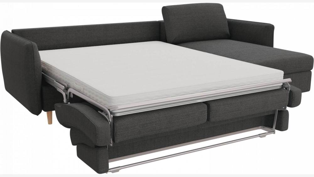 Canapé convertible d'angle 3 places en tissu - Gris