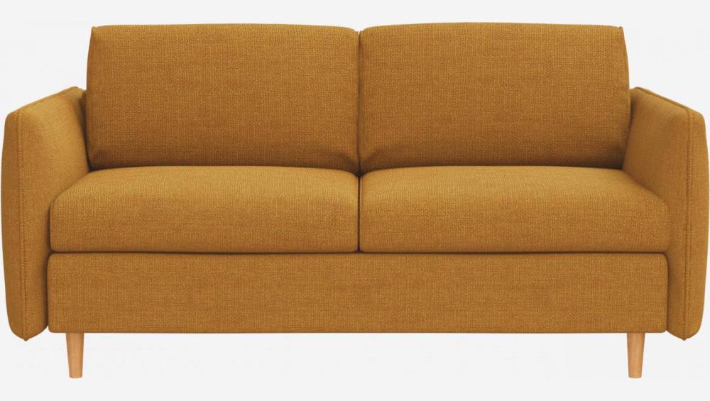 Ausziehbares 3-Sitzer-Sofa mit Stoffbezug - Senfgelb