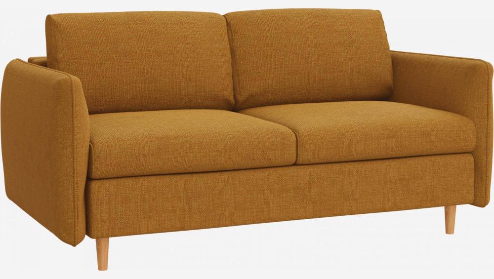 Ausziehbares 3-Sitzer-Sofa mit Stoffbezug - Senfgelb