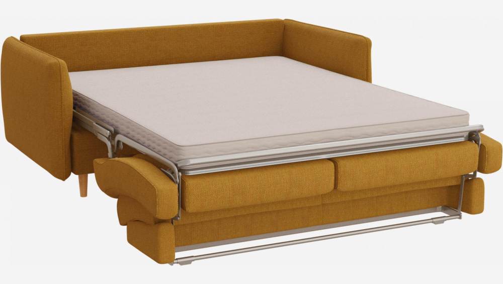 Sofá cama de 3 plazas de tela - Amarillo Mostaza