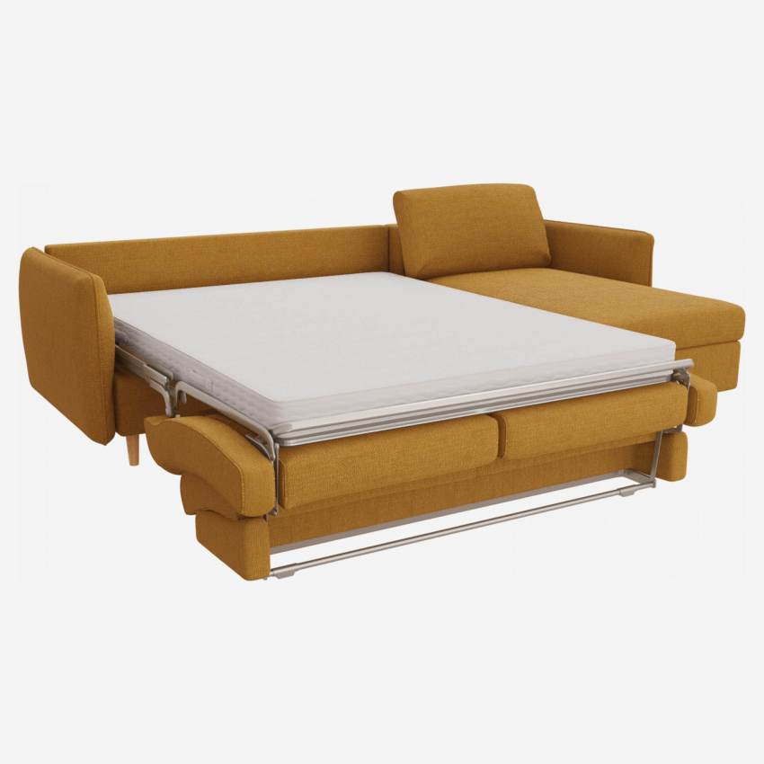 Sofá cama de ángulo 3 plazas de tela - Amarillo Mostaza