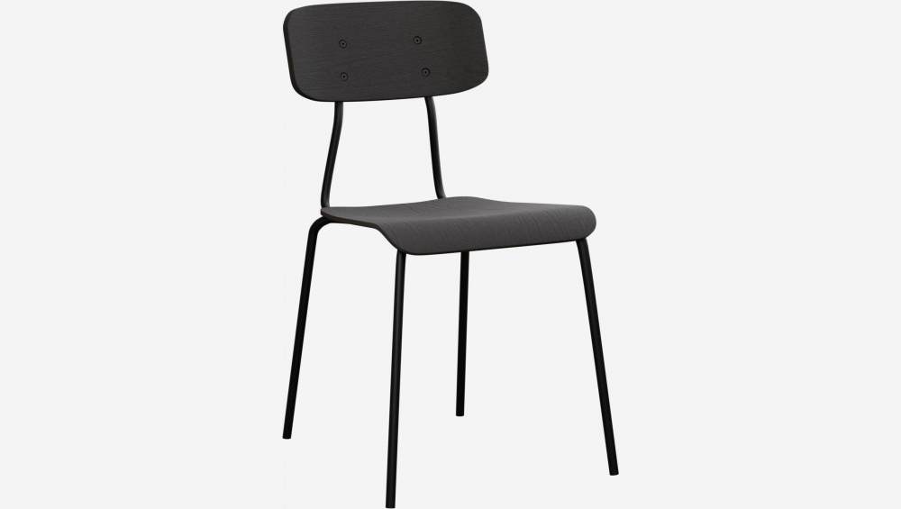 Stuhl aus Eiche mit Beinen aus schwarz lackiertem Stahl