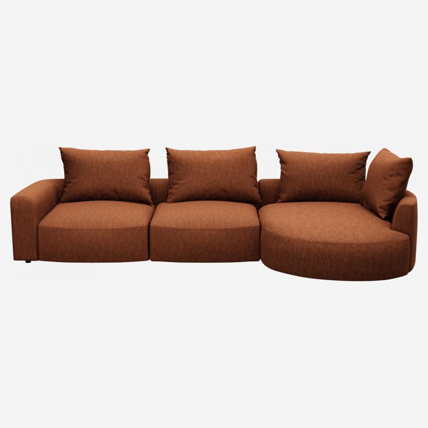 Sofá de ángulo derecho de tela Copparo - Naranja oxidado