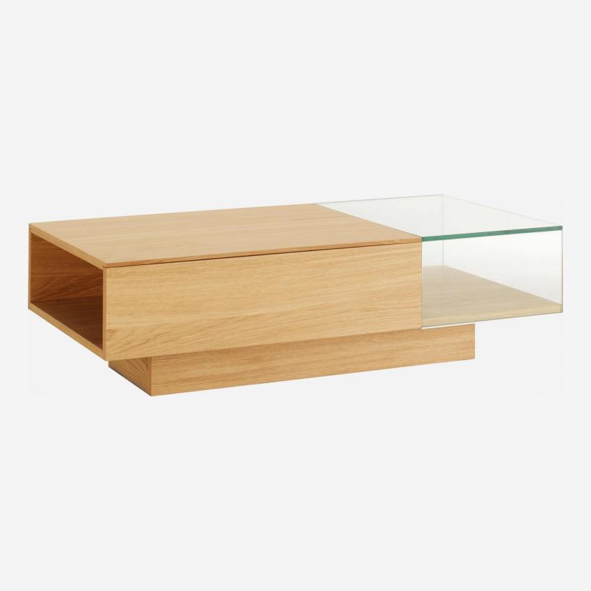 Table basse en verre et chêne