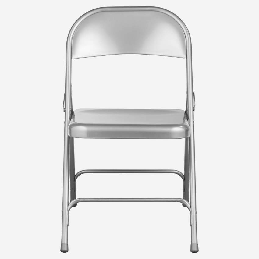 Chaise pliante gris métallisé en acier laqué