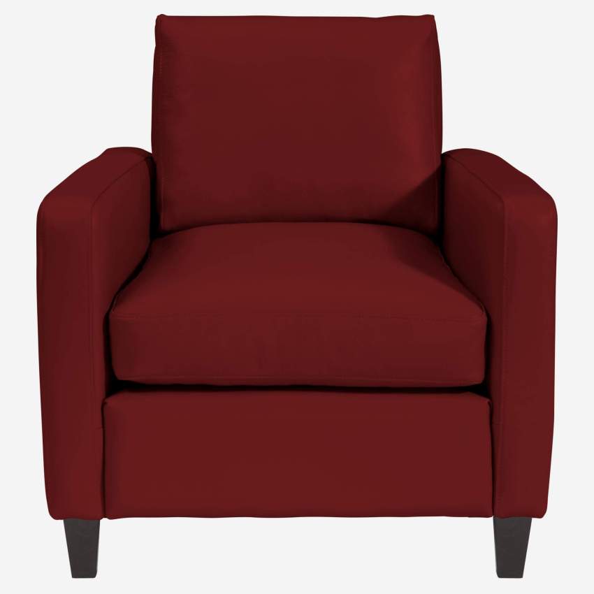 Sessel aus Leder - Rot - Schwarze Füße