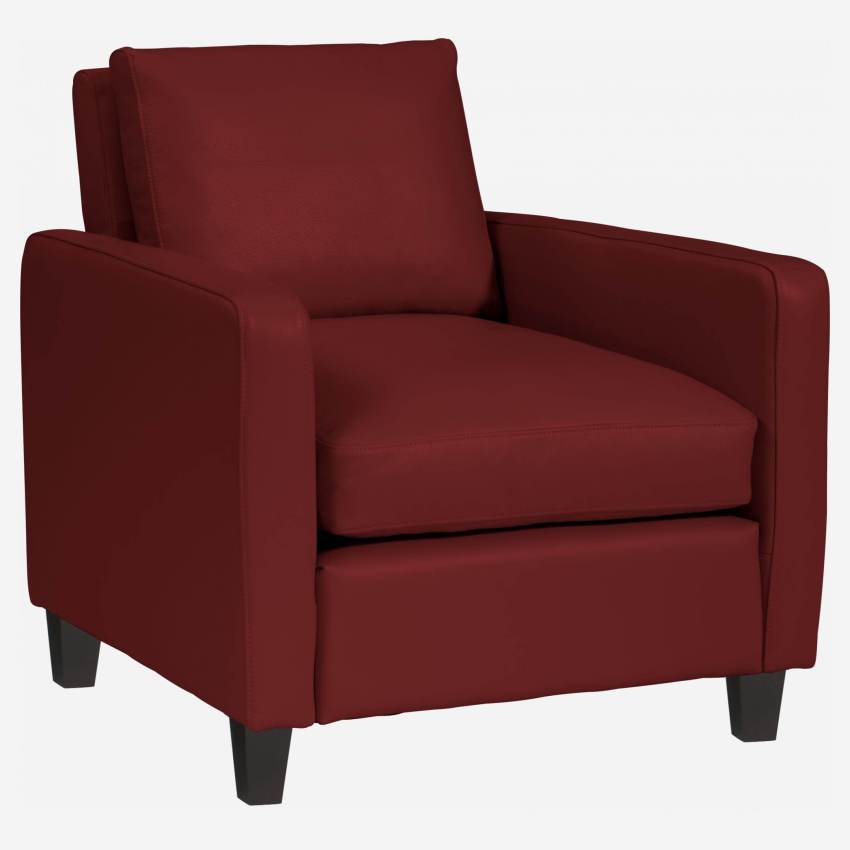 Sessel aus Leder - Rot - Schwarze Füße