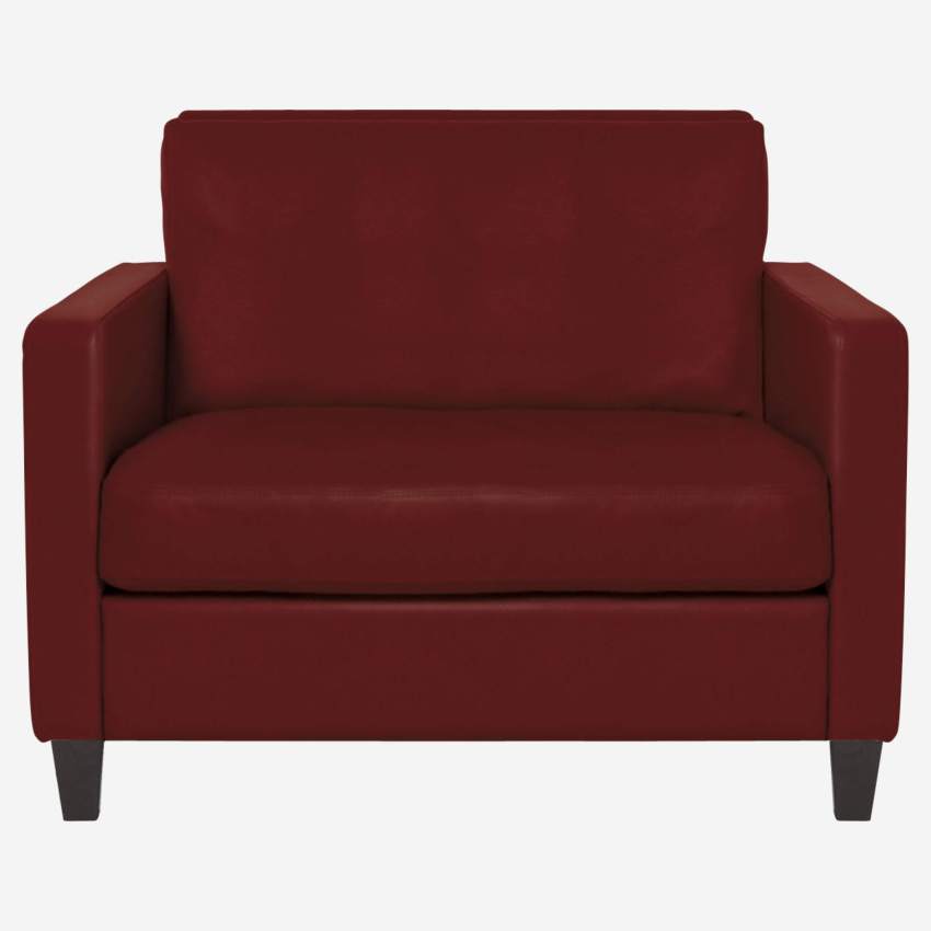 Canapé compact en cuir - Rouge - Pieds noirs