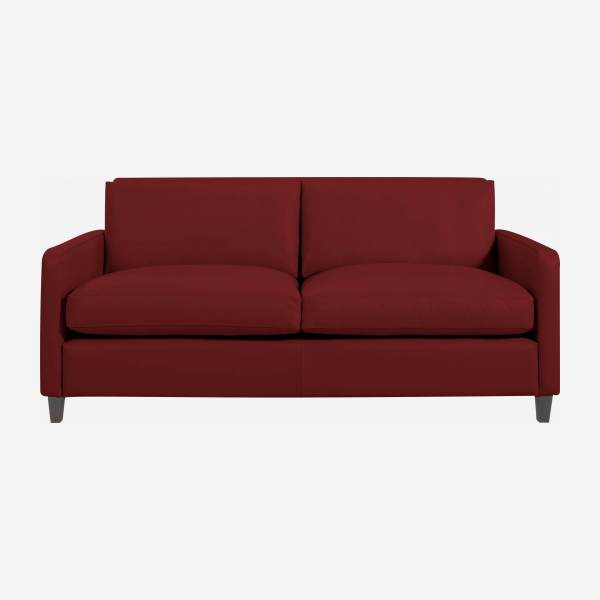 2-Sitzer-Sofa aus Leder - Rot - Schwarze Füße