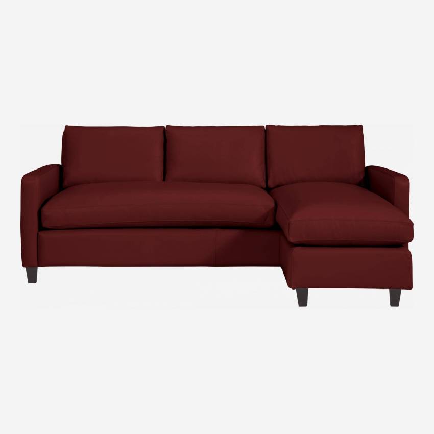 Sofá de ángulo 2 plazas de piel - Rojo - Patas negras