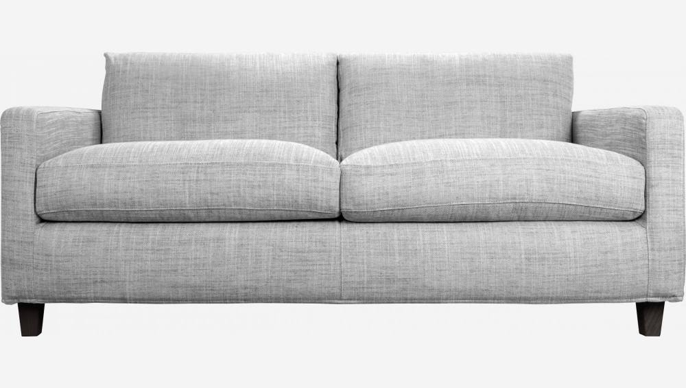 2-Sitzer-Sofa aus italienischem Stoff - Hellgrau - Schwarze Füße