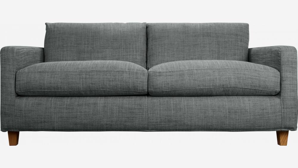2-Sitzer-Sofa aus italienischem Stoff - Grau - Eichenfüße