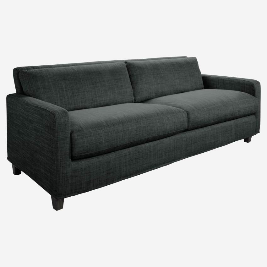 3-Sitzer-Sofa aus italienischem Stoff - Anthrazitgrau - Schwarze Füße