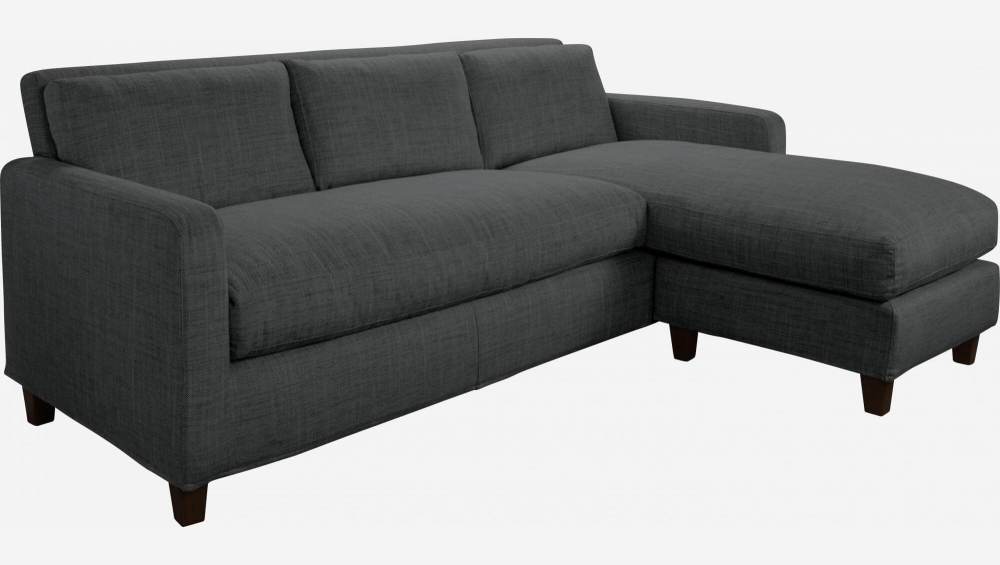 Sofá de ángulo 2 plazas de tela italiana - Gris antracita - Patas negras