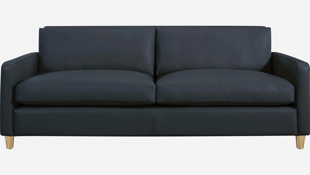 2-Sitzer-Sofa aus Leder - Blau - Eichenfüße