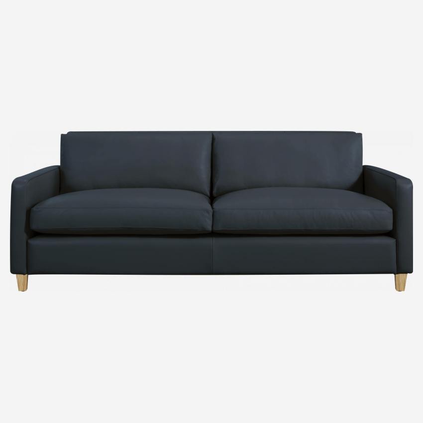 2-Sitzer-Sofa aus Leder - Blau - Eichenfüße