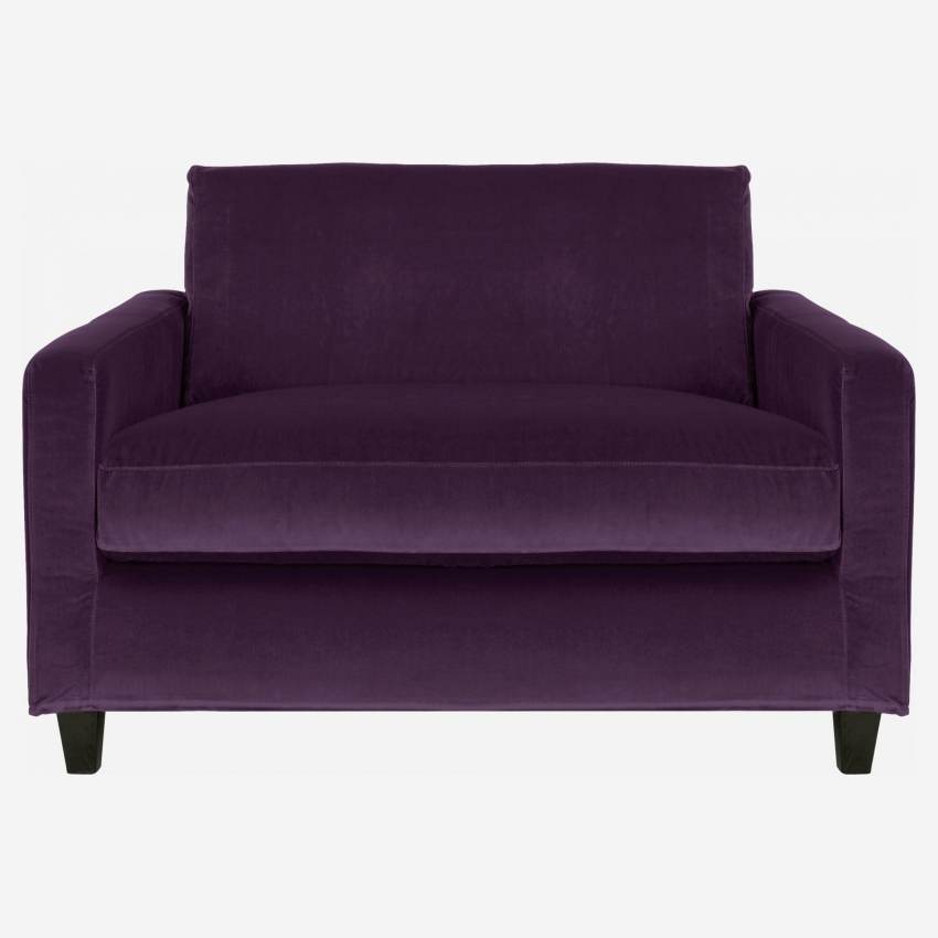 Sofá compacto de terciopelo - Violeta - Patas negras