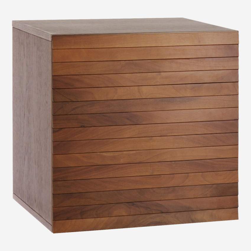 Kleine modulare Aufbewahrungsbox mit Lamellen - Dunkles Holz - Design by James Patterson
