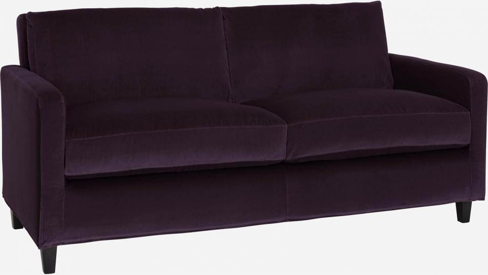 2-Sitzer-Sofa aus Samt - Violett - Schwarze Füße