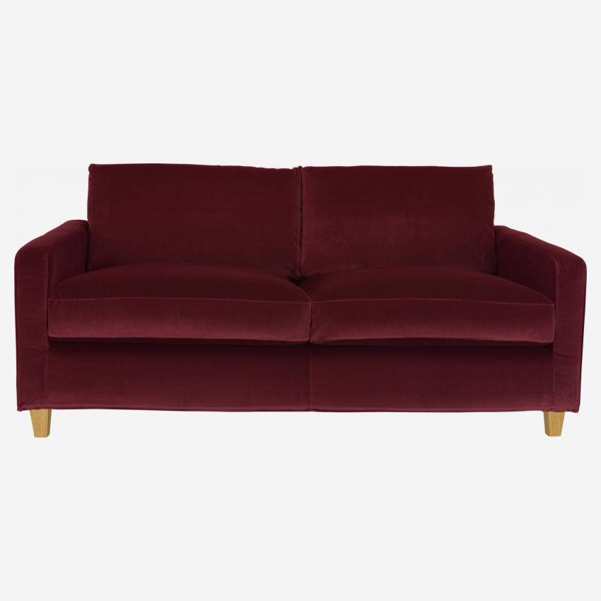 2-Sitzer-Sofa aus Samt - Rot - Eichenfüße