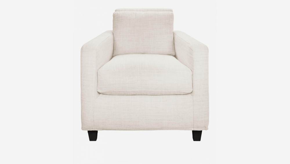 Fauteuil en tissu italien - Beige - Pieds noirs