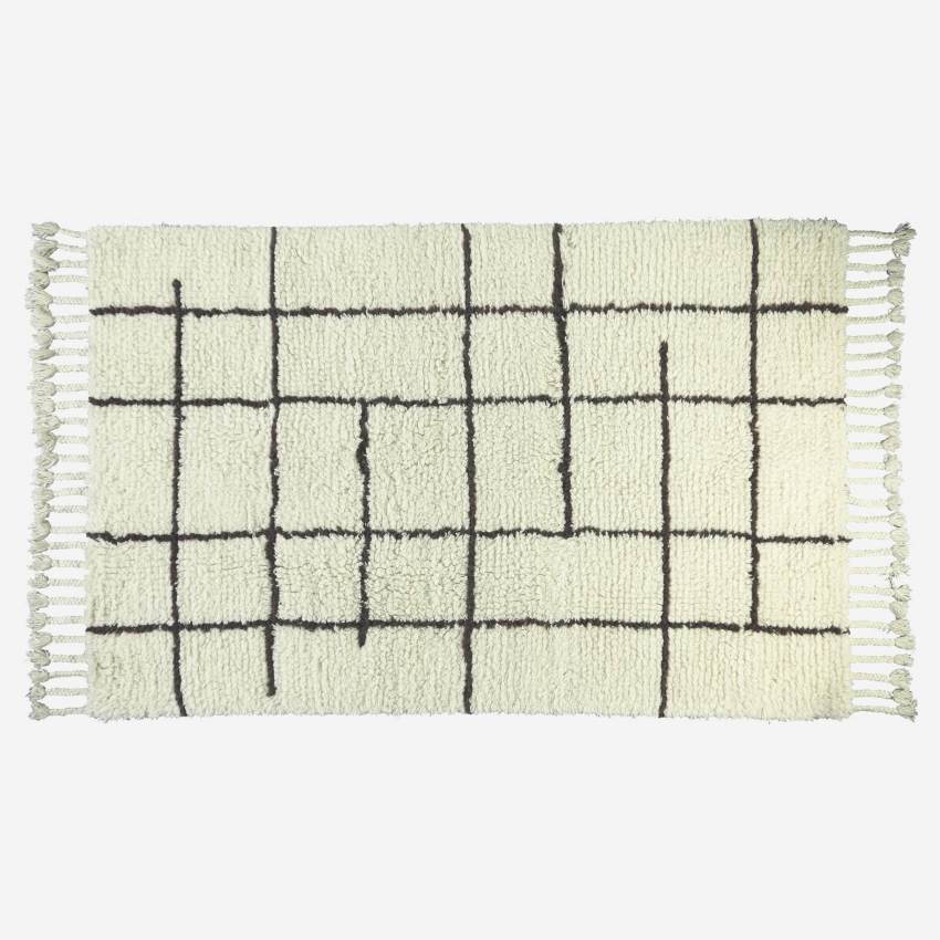 Teppich, 170x240cm, aus Wolle, weiß mit Streifen, braun